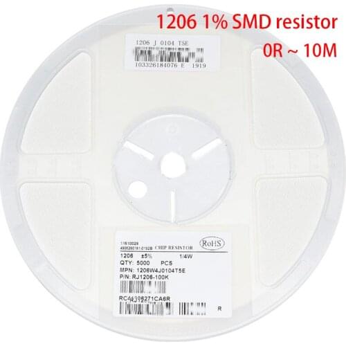 100pcs 1206 1% SMD resistor 0R ~ 10M 1/4W 0 1 10 100 150 220 330 ohm 1K 2.2K 10K 100K 0R 1R 10R 100R 150R 220R 330R 1M 10M