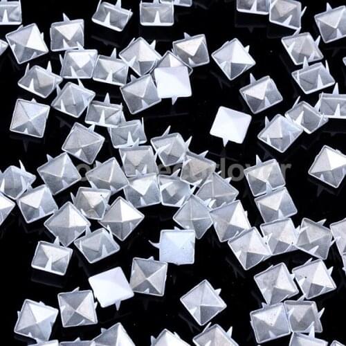100x Punk White Pyramid Studs Rivets Spots Nailhead DIY Craft Leathercraft New