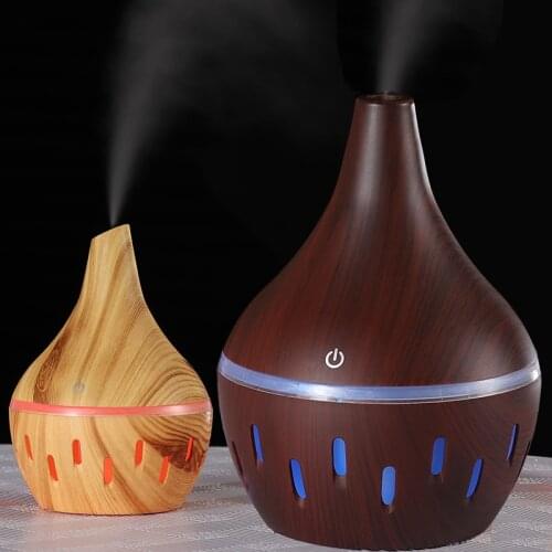 300ML Air Humidifier USB Electric Humidifier Essential Aroma Oil Diffuser Ultrasonic Wood Grain Mini Mist Maker LED Light
