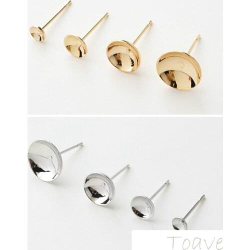 18K Gold-Plated Copper Gold-Plated Basic Accessories Ball round Plate Ear Drag Ear Pin DIY Ear Stud Material Accessories 4pcs