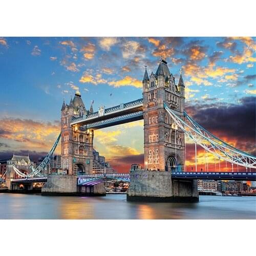 5D DIY Full Square Round Resin Diamond Painting "Sunset Bridge" Cross Stitch Embroidery Mosaic New Arrival