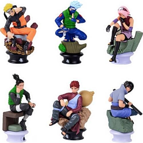 6pcs / Set Naruto Hokage Actionable Dolls Chess New Pvc Anime Hokage Sasuke Jiala Model Decoration Gift Toys For Childrens