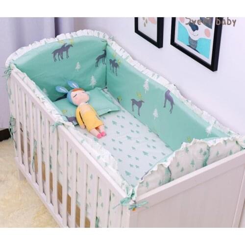 6pcs elk baby bedding baby crib sheets 100% cotton bedding bumper Bed Linen crib bumper (4bumpers+sheet+pillow cover)