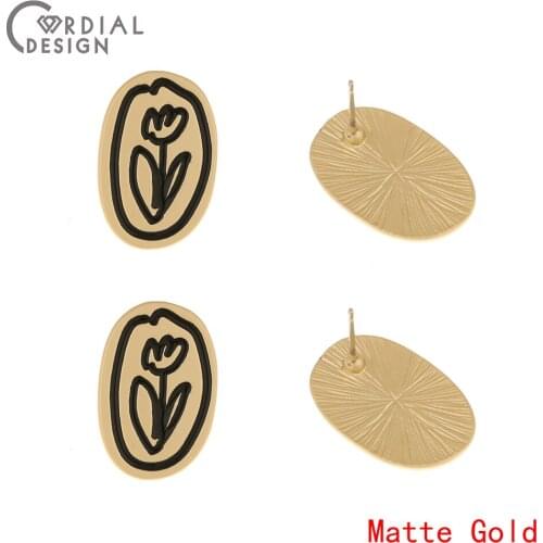 Cordial Design 50Pcs 14*21MM Jewelry Accessories/Matte Gold/Hand Made/Earrings Stud/Oval Shape/Jewelry Finding & Components