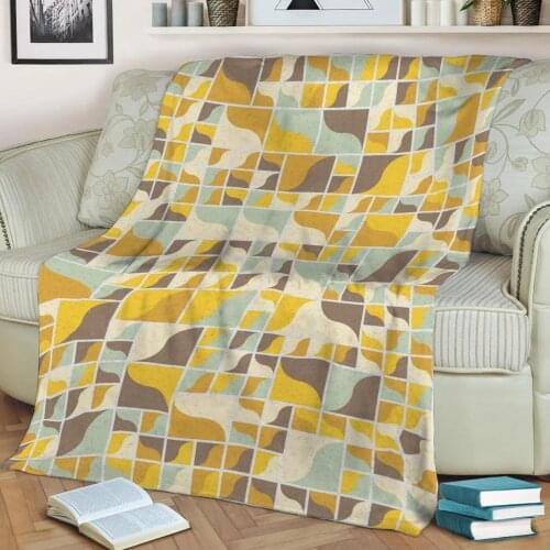 Abstract Geometric Pattern 3D Printed Velvet Plush Throw Fleece Blanket Bedspread Sherpa Blanket Home Decora