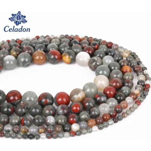African Bloodstone beads Natural Stone beads High quality Round ball 4/6/8/10/12MM Loose bead for jewelry making bracelet DIY