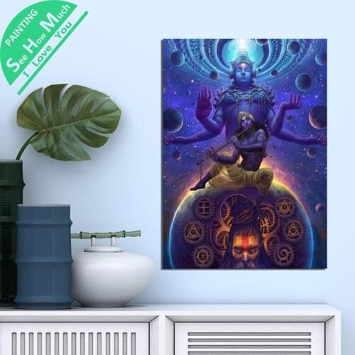 1 Piece Brahma Vishnu Shiva God HD Printed Canvas Wall Art Posters and Prints Poster Painting Framed Artwork Room Decoration