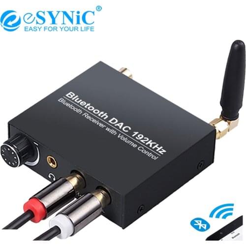 ESYNiC 192khz Bluetooth-compatible Digital To Analog Audio Converter DAC With Bluetooth Receiver With Volume Control For DVD