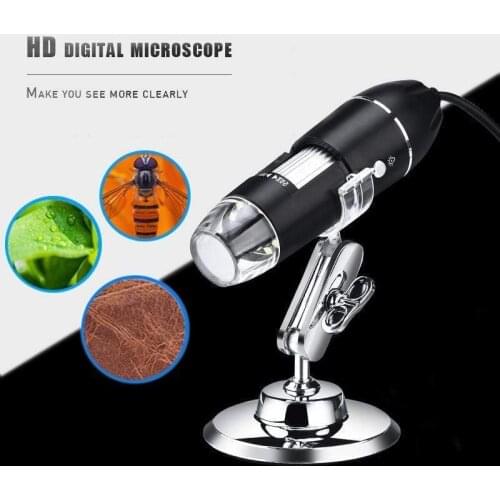 1600X USB Digital Microscope Electronic Microscope 2MP 1080P Camera Endoscope 8 LED Magnifier Adjustable with Metal Stand For PC