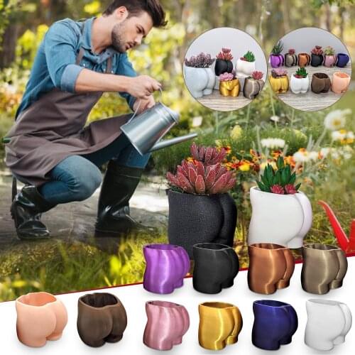 Buttocks Shape Resin Flowerpot in 9 Colors, Solid Color Simple Style Ornaments for Desktop