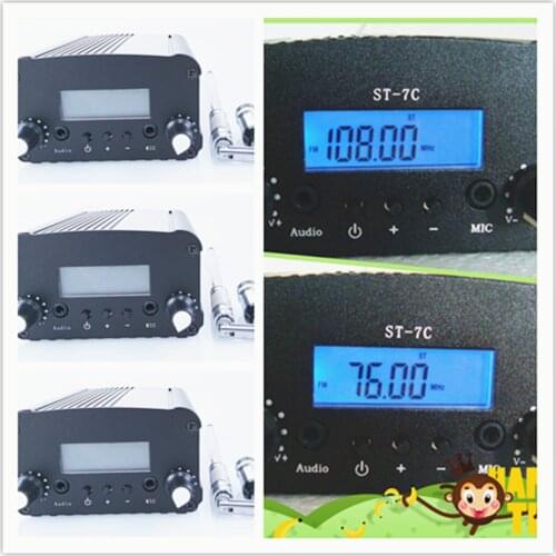 3/set 1W/7W FM broadcast transmitter radio station audio converter built-in PLL frequency + Small antenna