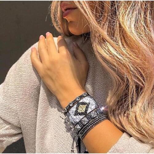 BLUESTAR Women MIYUKI Bracelet Turkish Evil Eye Armband Femme Jewelry Gift Crystal Handmade Woven Loom Bead