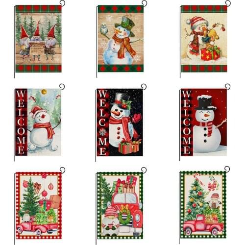 Christmas Garden Flag Santa Claus Snowman Indoor Outdoor Home Decor Flags Winter Happy Festival Household Hanging Flag Decor