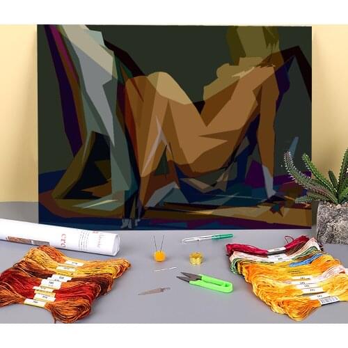 Cubism-remix Cubism-remix Printed Fabric 11CT Cross Stitch Full Kit Embroidery DMC Threads Handiwork Handicraft Mulina