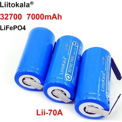 LiitoKala LiFePO4 Lii-70A 3.2 V 32700 7000mAh battery LiFePO4 35A 55A Continuous Discharge battery+Nickel Sheets