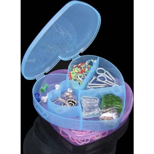 Love Heart Shaped Plastic Box with Lid Jewelry Rubber Band Hair Accessory Makeup Organizer Office Desktop Sundries Storage Case