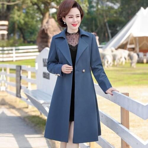 2020 Fashion New Solid Suit Collar Slim Spring Autumn Women Long Trench Coat Plus Size Office Ladies Overcoat PR037