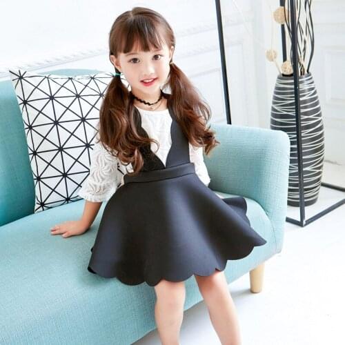 Fashionable Beautiful Girl Fashion 2021 Spring Autumn New Korean Version Gauze Blouse With Suspender Skirt Two Suits Children