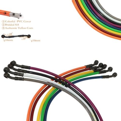 Motorcycle Dirt Bike Braided Steel Hydraulic Reinforce Brake line Clutch Oil Hose line Tube Pipe 500 To 1500mm Universal Fit MX
