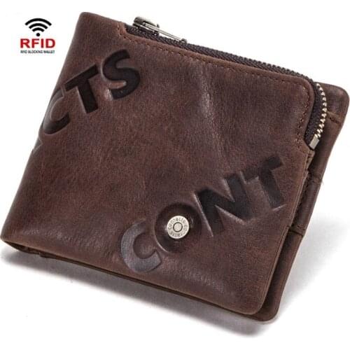 RFID anti-theft brushed cowhide mens wallet fashion trend wallet