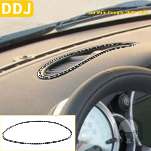 For Mini Cooper Hatch One R50 R53 2002 2003 2004 Carbon Fiber Sticker Center Air Vent Frame Trim Cover Strip Interior Decoration