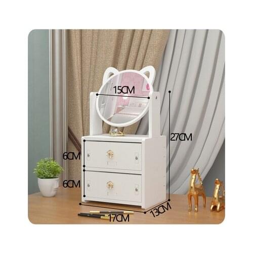 New Make-up Mirror Table Top Make-up Mirror Woman Portable Large Make-Up Mirror Cosmetic Storage Box Shelf, Table Storage Box