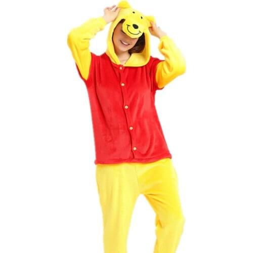 2019 Winter Winnie Bear Pajamas Animal Sleepwear onesie Kigurumi Women Men Unisex Adult Flannel Nightie Home clothes Sets