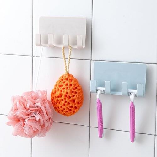 Plastic Home Storage Organization Bedroom Hook Clothes Hanging Rack Holder Towel Robe Hats Bag Key Adhesive Wall Hanger
