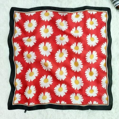 2020 70x70 chrysanthemum Multipurpose women Silk twill scarf Satin square tie Hairband ladies foulard femme towel bufanda shawl