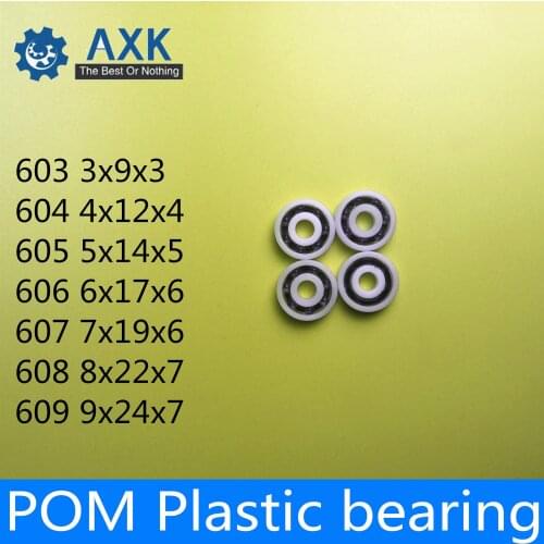 603 604 605 606 607 608 609 POM Bearing ( 5 PCS ) Glass Balls Nylon Cage Plastic Ball Bearings603POM 604POM 605POM