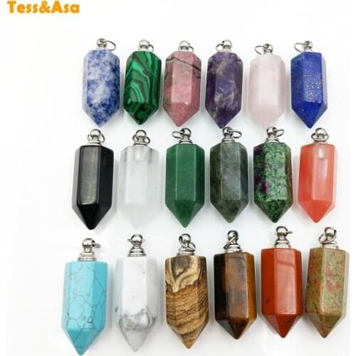 Natural Gold-Plated Hexagon Perfume Bottle Pendant Healing white Crystal Rose Quartzs Diffuser Amethysts Vial Charm for Necklace