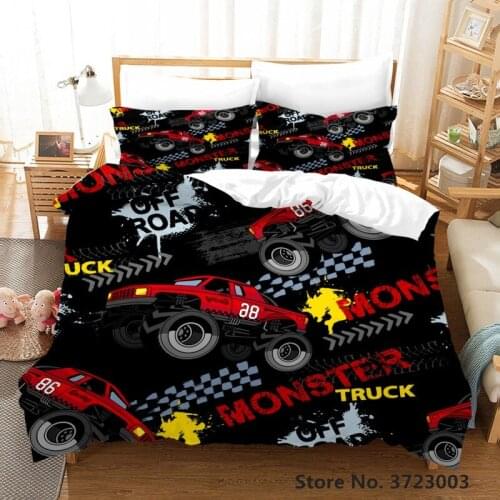 Cartoon Car Bedding 3D Modern Printed Pillowcase Double Bed Full Queen King Bed Linen Set Home Textile Custom Bed Sheet