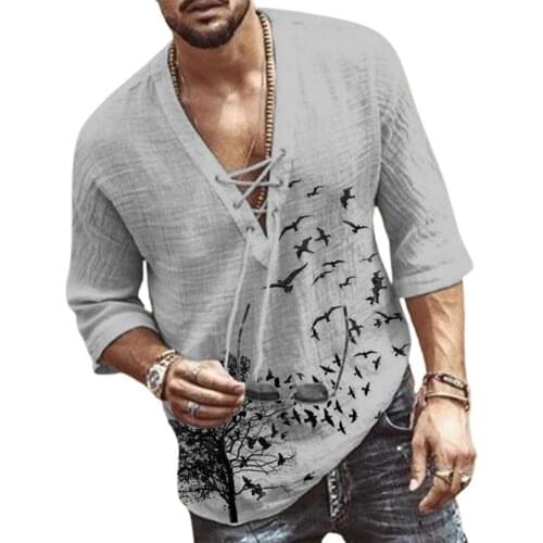 Pullover Simple V Neck Printed Men Shirt Top Men Shirt Printed for Daily Wear