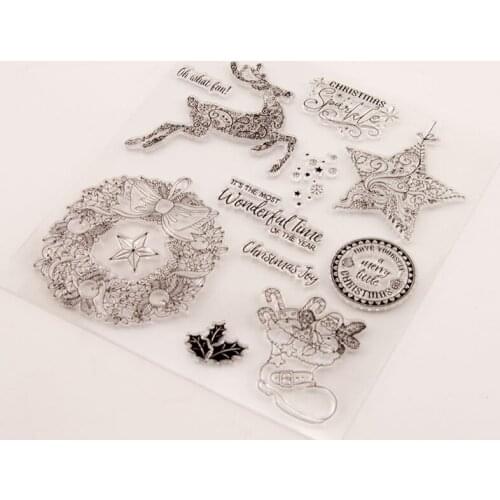 Christmas Elements Clear Stamp Cling Seal DIY Scrapbook Embossing Album Decor E56C