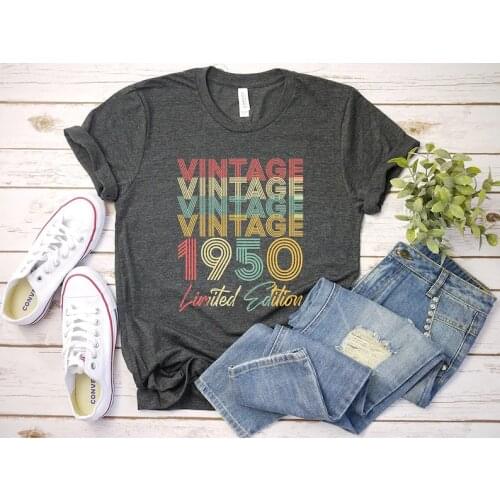 Vintage 1950 Shirt Limited Edition 71st Birthday Gift Seventy-first Birthday Years Gift Short Sleeve Tees O Neck Female Clothing