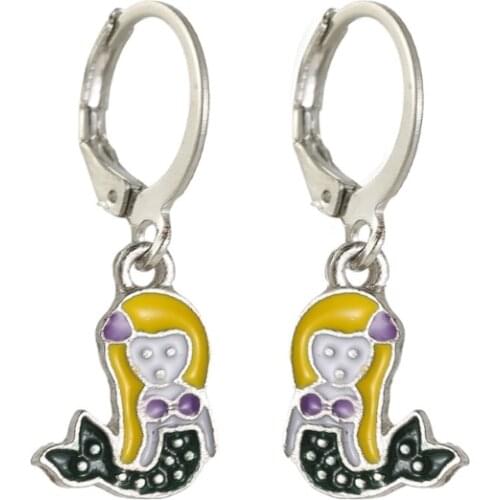 15 Pairs Mixed Cute Animals Earrings Panda Heart Dolphin Owl Crown Strawberry Hoop Drop Earrings Set Fashion Jewelry