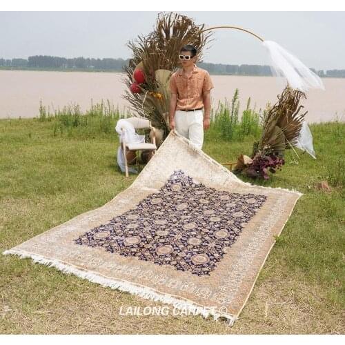 6'x9' Handmade Silk Area Rugs All-Over Pattern Living Room Isfahan Rug (SL02A)