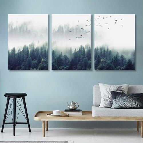 Modern Misty Forest Landscape Nordic Painting Canvas Home Decor Living Room Decor Wall Art Decoration Painting by Numbers