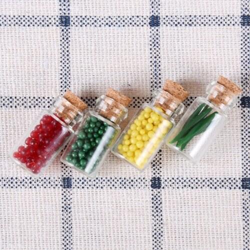 4 x Glass Resin Kitchen Food 4Pcs Doll Home Decor Miniature Food Cork Bottle For Doll House Pretend Toy For Girl Birthday Gifts