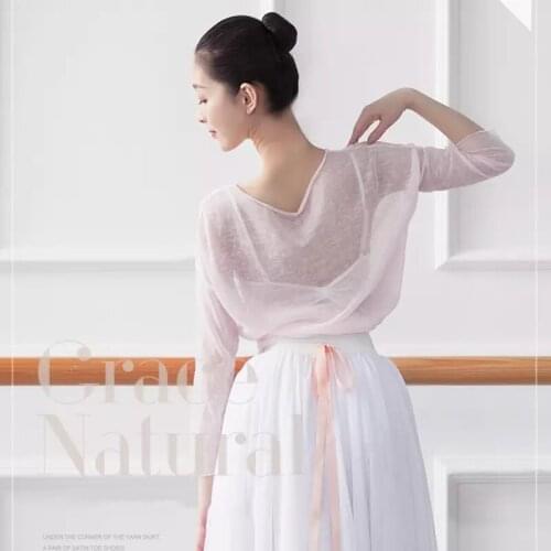 Classy Adult Ballet Modern Dance Professional Performance New Gymnastics Leotard Black White Navy Pink Sweater Coat Jacket Tops