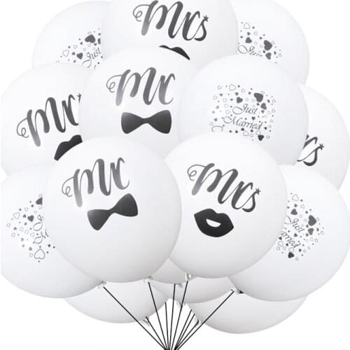 Wedding balloon 10 Pcs mr mrs printing latex balloon 12 inch white theme wedding decoration balloon wholesale