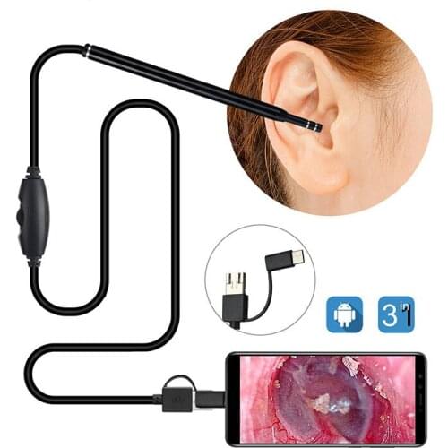 5.5mm 3 in 1 Ear cleaner camera android endoscope camera usb otoscope borescope type-c ear otoscope medical ear picker