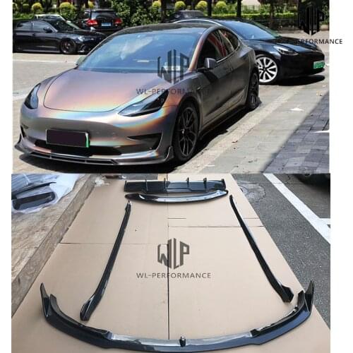 High quality Carbon fiber Front lip Splitter Rear lip Diffuser Side skirts Rear Spoiler Wing For Tesla 3 V sytle Car Body kit
