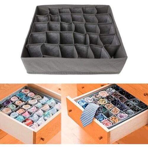 Non-Woven Fabric Drawer Closet 30 Grid Storage Box Bra Underwear Socks Organizer