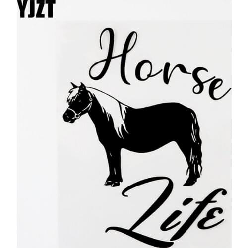 YJZT 12CM×15.6CM Personality Animal Horse Life Decal Vinyl Car Sticker Black/Silver 8C-0321
