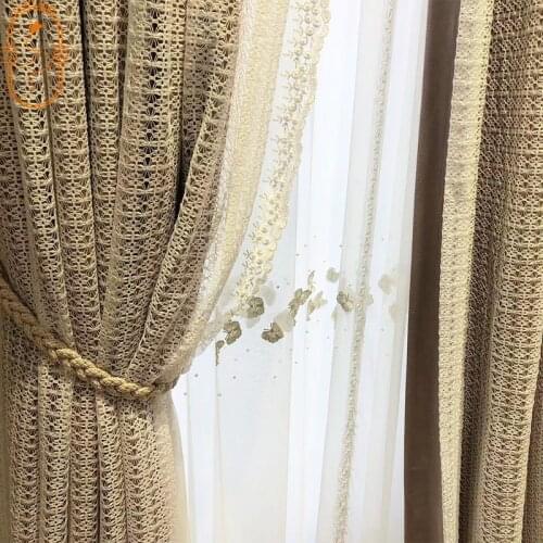 High-end Butterfly Embroidered Window Screening Curtains for Living Room Bedroom Beaded Window Screening Lace Window Screening