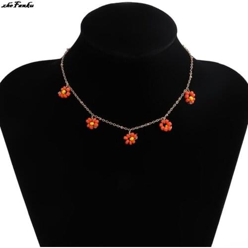Sweet Daisy Pendant Choker Necklaces For Women Teens Girls Boho Bohemian Trendy Flower Chain Necklace Fashion Jewelry Gifts