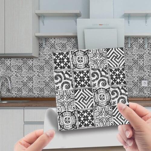 10pcs/set Vintage Crystal Hard Tiles Ceramics Wall Sticker Kitchen Wardrobe Home Decor Art Mural Peel & Stick Wall Decals #50g