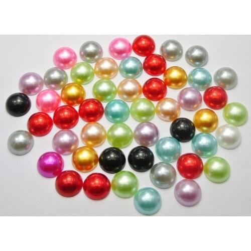 100 Half Pearl Bead 12mm Flat Back Scrapbook Craft