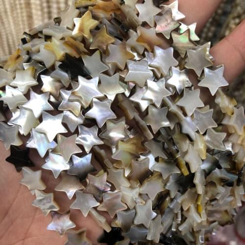 12mm Black Natural Mother Of Pearl Shell Star Five-Pointed Shape Shell Beads Loose Shell Beads For DIY Bracelet Jewelry Making